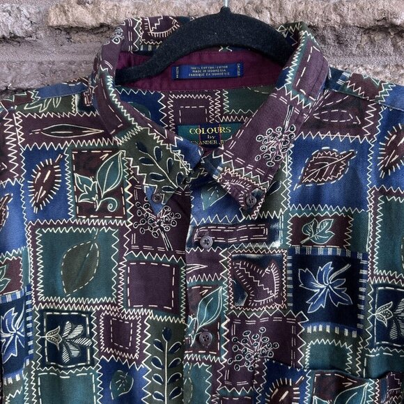 Colours by Alexander Julian Vintage Floral Patchwork Button Front Shirt Size 2XL - Picture 8 of 10